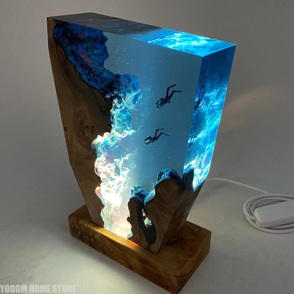 Resin Art Lamp - New Seabed World Organism Resin Table