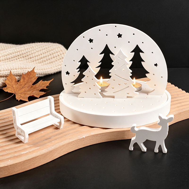 Resin Art Lamp - Christmas Elk Tealight Candle Holder Silicone