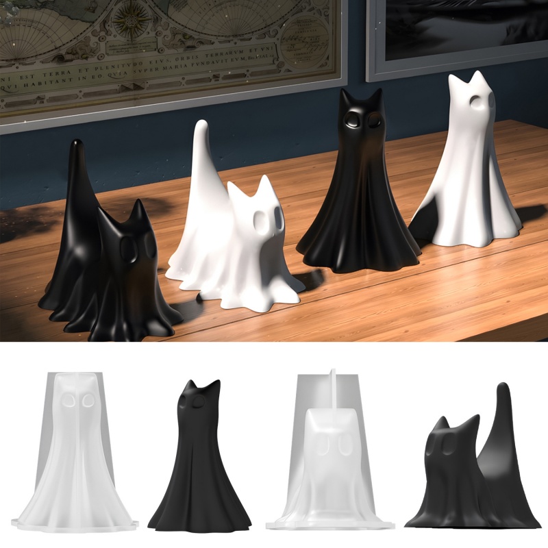 Resin Art Uv - Ghost Cat Halloween Desktop Ornament Plaster