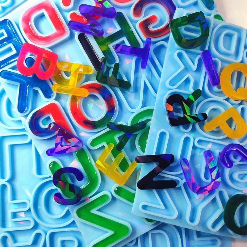 Resin Art Letter Keychain - Letter Earring Resin Mold Holographic-Alphabet Resin