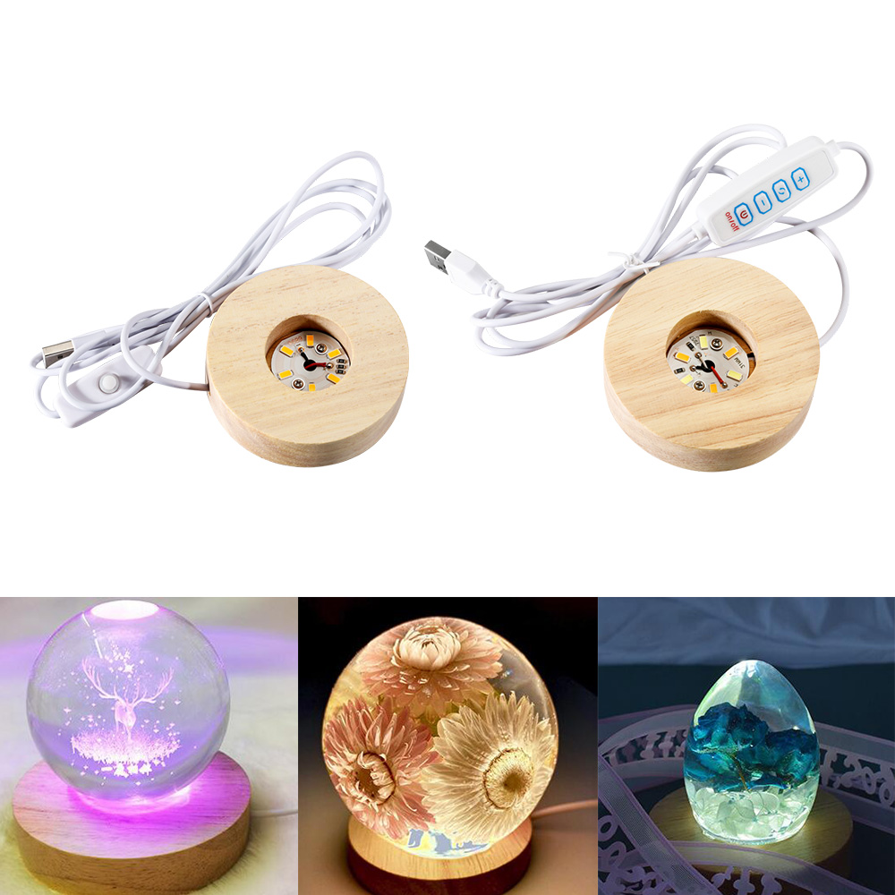 Resin Art Stand - Resin Art Display Round Wood Colorful