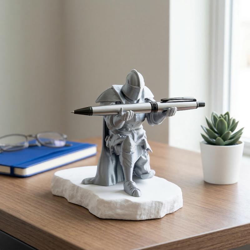 Resin Art Stand - Knight Pen Holder Resin Medieval Armor