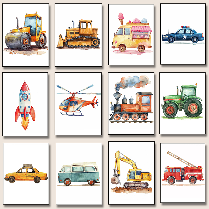 Resin Art Wall Decor - Helicopter Fire Truck Tractor Airplane Rocket