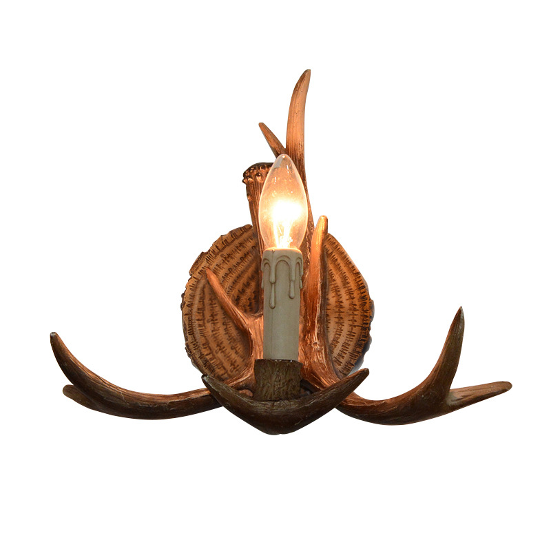 Vintage Antler Art Wall Lamp L - Resin Art With Wood 评论和价格