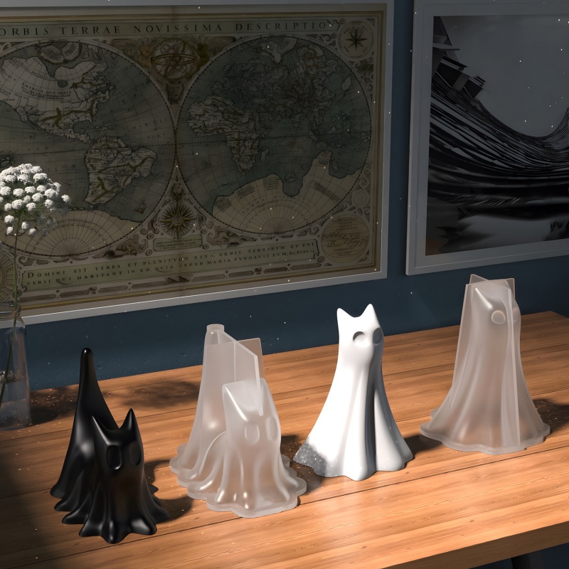 Ghost Cat Halloween Desktop Or - Resin Art Uv 评论和价格