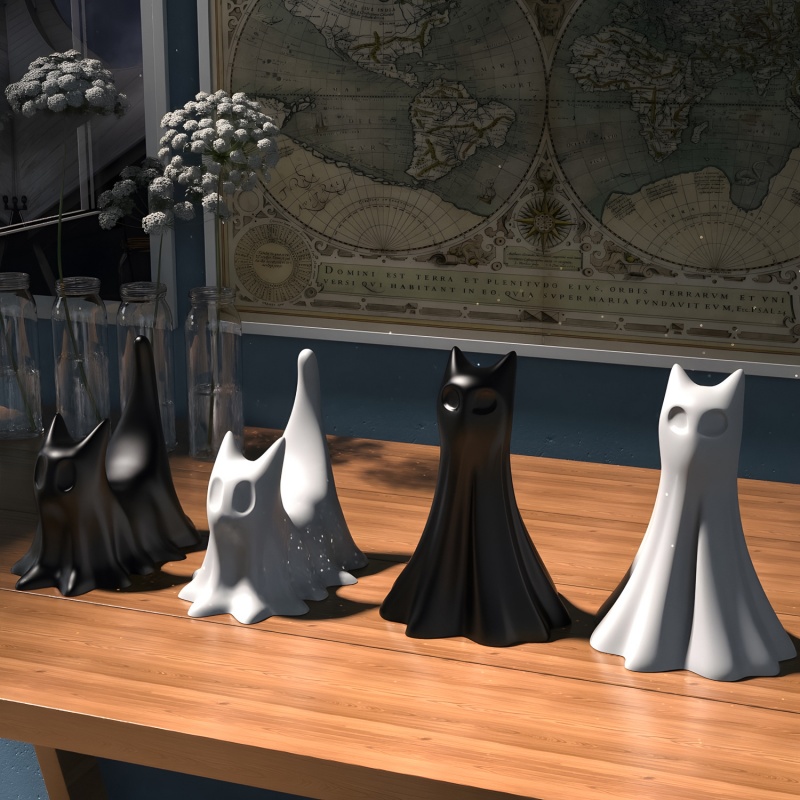 Ghost Cat Halloween Desktop Or - Resin Art Uv 评论和价格