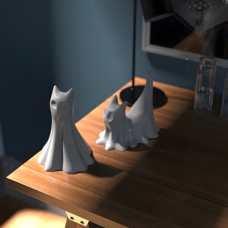 Ghost Cat Halloween Desktop Or - Resin Art Uv 评论和价格