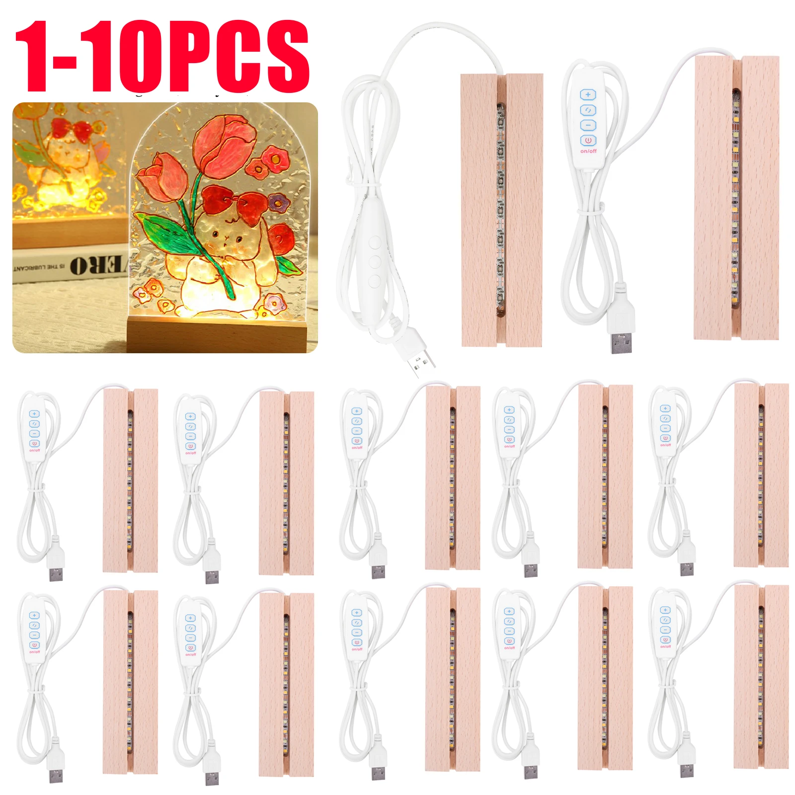 1-10pcs LED Wood Light Display - Resin Art Stand 评论和价格