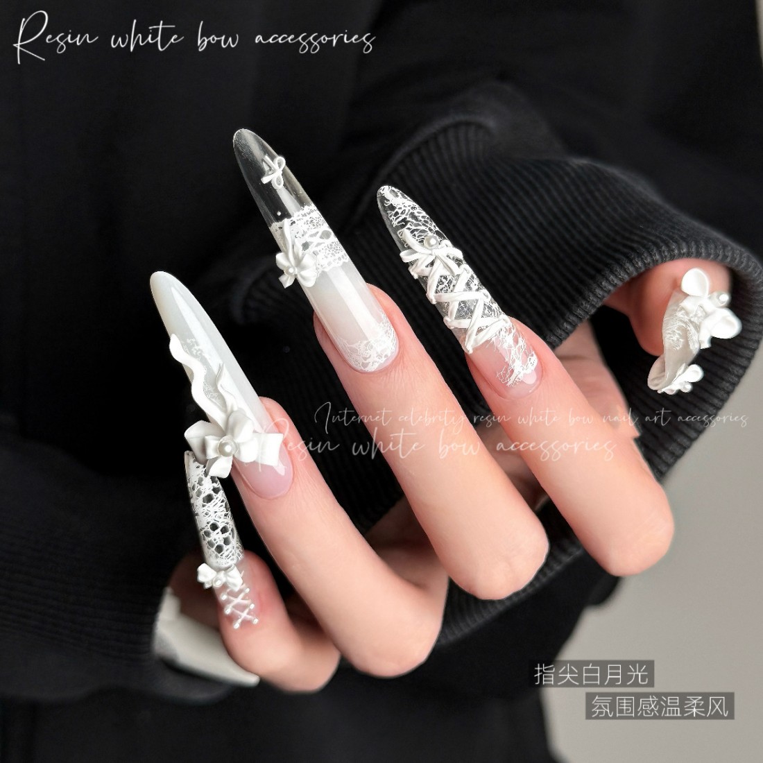 YYM 50PCS White Bow Nail Art:  - Resin Art Instagram 评论和价格