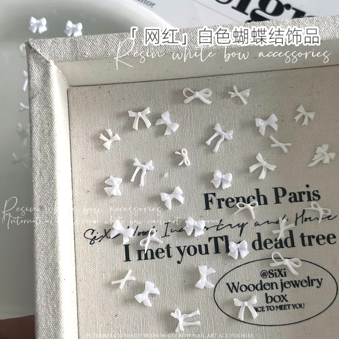 YYM 50PCS White Bow Nail Art:  - Resin Art Instagram 评论和价格