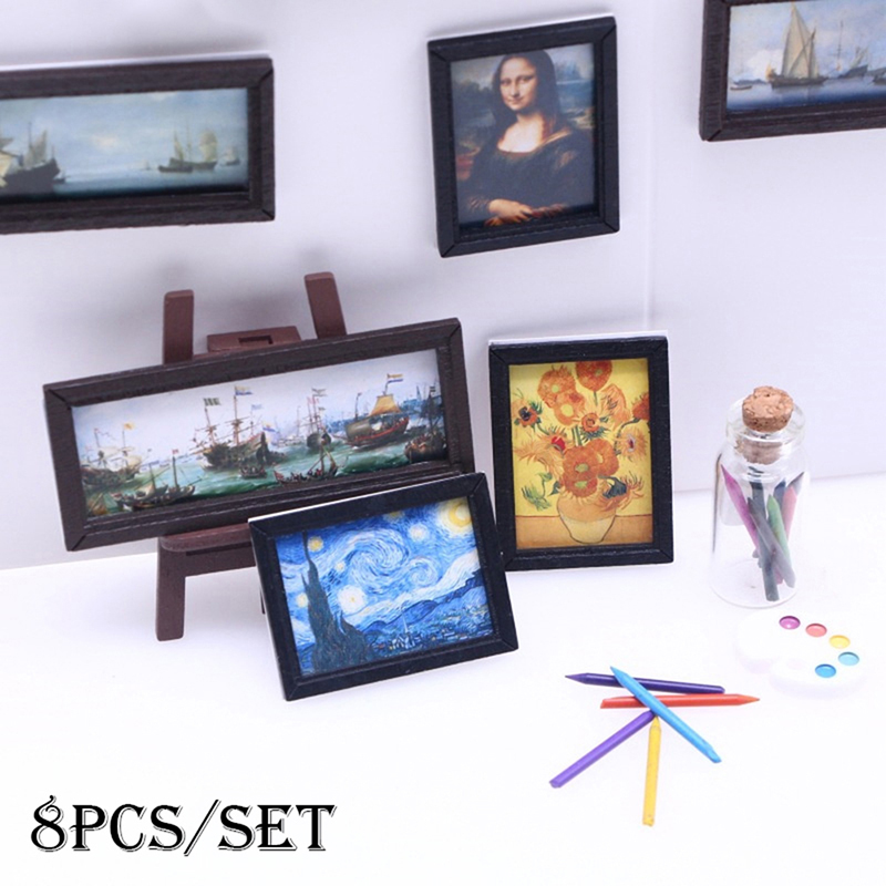 8Pcs 1:12 Dollhouse Vintage Oi - Resin Art With Wood 评论和价格