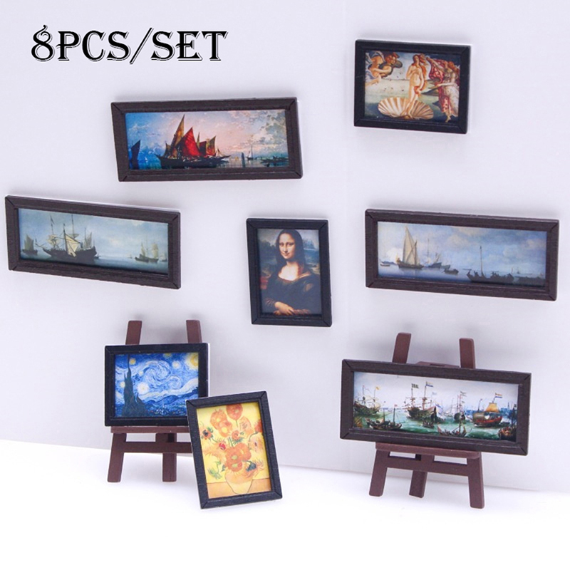 8Pcs 1:12 Dollhouse Vintage Oi - Resin Art With Wood 评论和价格