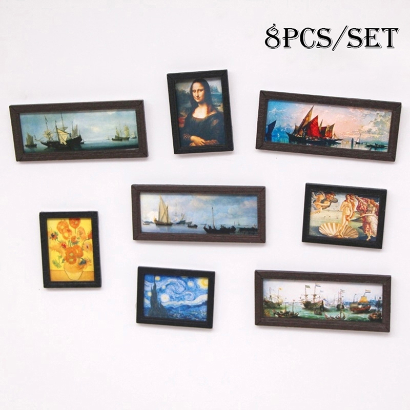 8Pcs 1:12 Dollhouse Vintage Oi - Resin Art With Wood 评论和价格