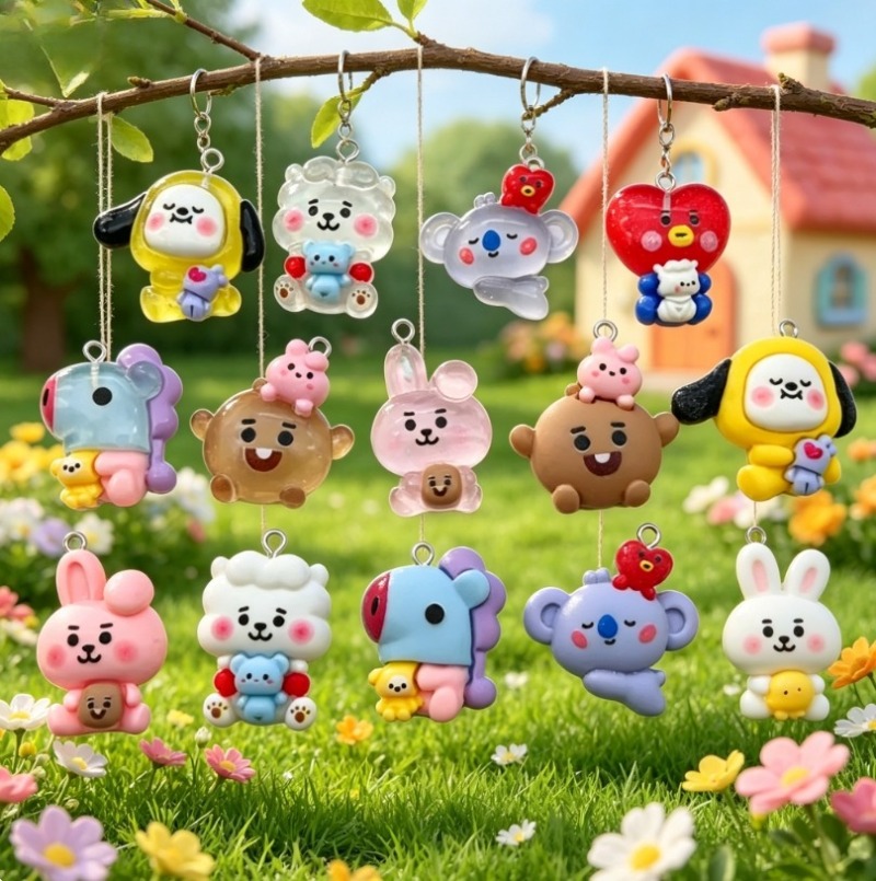 7pcs BT21 Resin Cartoon Charm  - Resin Art Handmade 评论和价格
