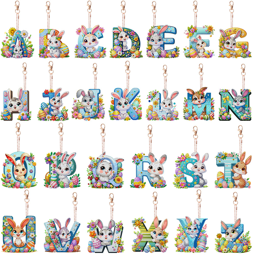 Easter Diamond Painting Keycha - Resin Art Letter Keychain 评论和价格