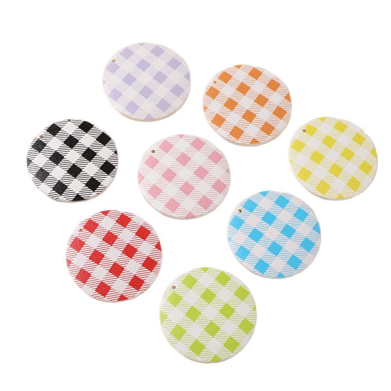 50PCS Fresh Art Plaid Circular - Resin Art Letter Keychain 评论和价格