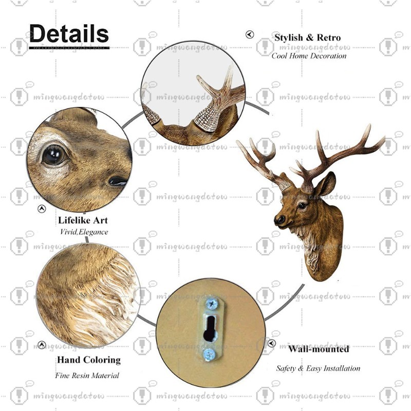 Faux Deer Head 17 inch Faux An - Resin Art Handmade 评论和价格