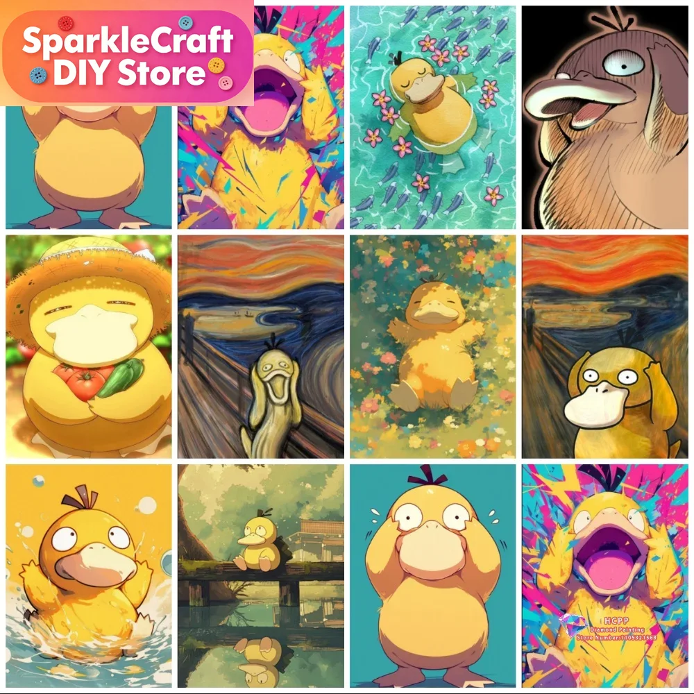 1pc frameless Psyduck Cartoon  - Resin Art Wall Decor 评论和价格